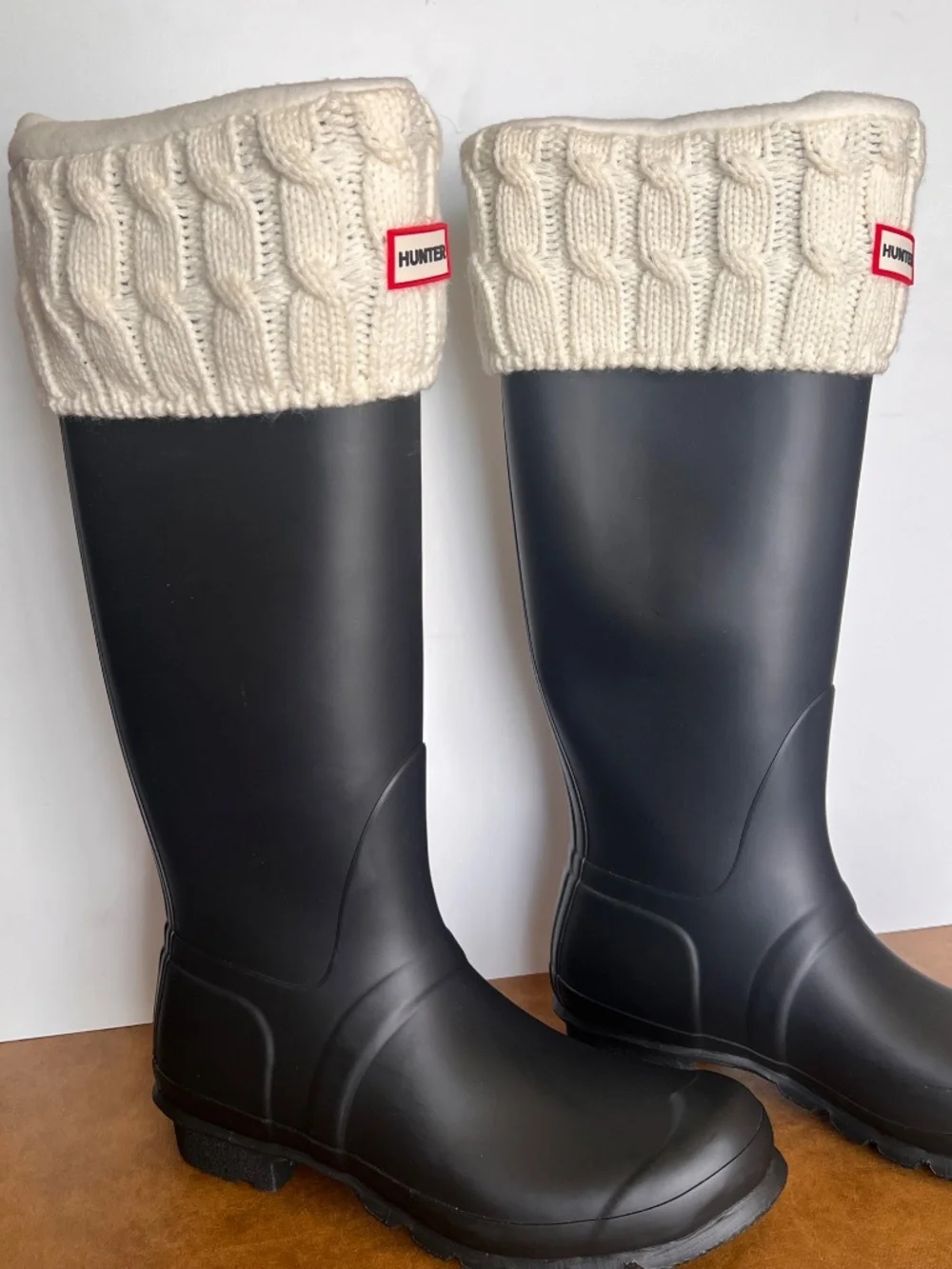 Tall, Black Matte Hunter Boots with Liner